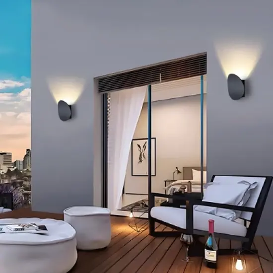 C Cattleya Modern Black Aluminum LED Outdoor Indoor Wall Lights (2-Pack) image {6}