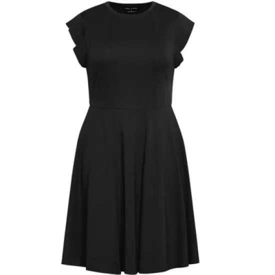 Women's Plus Size Frill Shoulder Dress - black | CITY CHIC image {2}