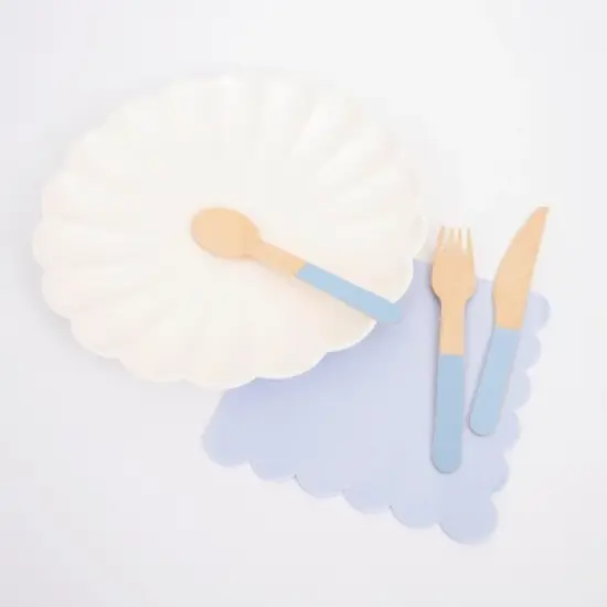 Meri Meri Blue Wooden Cutlery Set (Pack of 24) image {1}