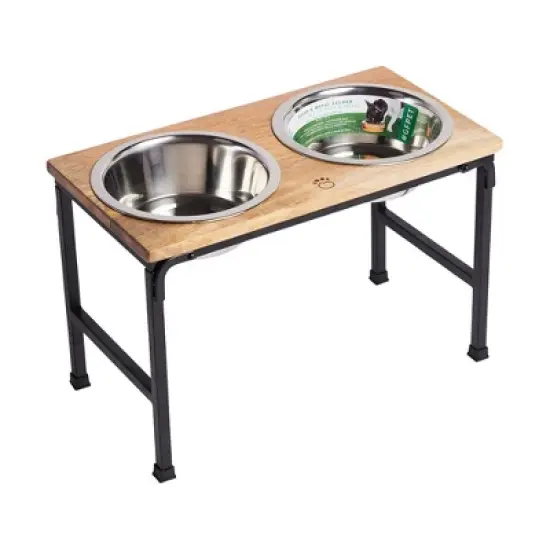 GF PET Mango Wood & Metal Double Feeder image {9}