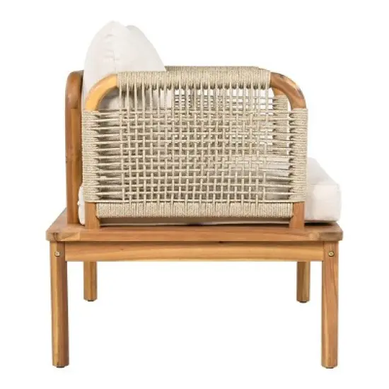 Outdoor Rope and Acacia Club Chair Set of 2 with Cushions, Deep Seats and Weather-Resistant Design for Garden or Small Patio Spaces-Cuddlewood image {5}