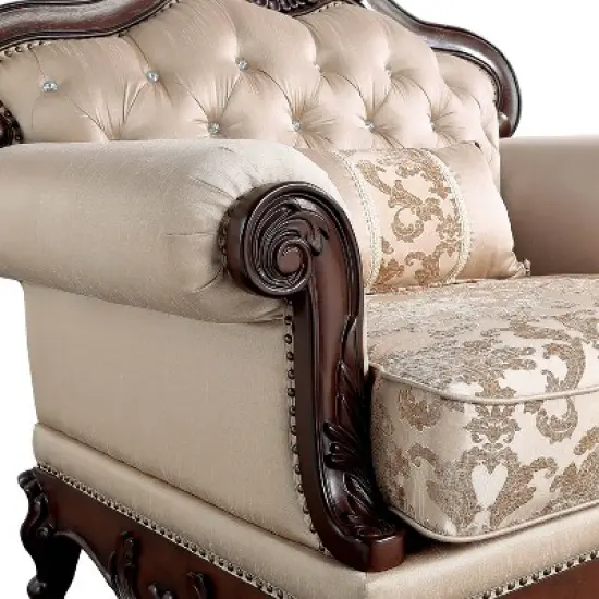 HOMES: Inside + Out Alsace Arm Chair Traditional Button Tufted Dark Cherry/Light Brown image {19}