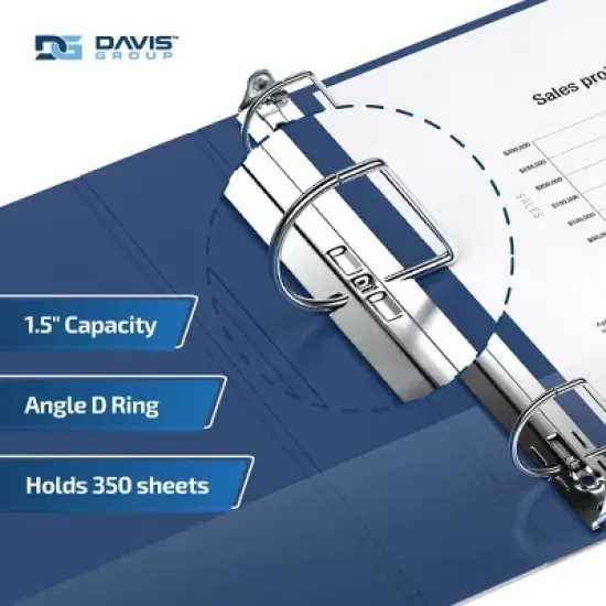 Davis Group 6pk 1.5" Premium Economy Angled D-Ring Binder Royal Blue: Polypropylene, 350 Sheet Capacity, 2 Pockets image {2}