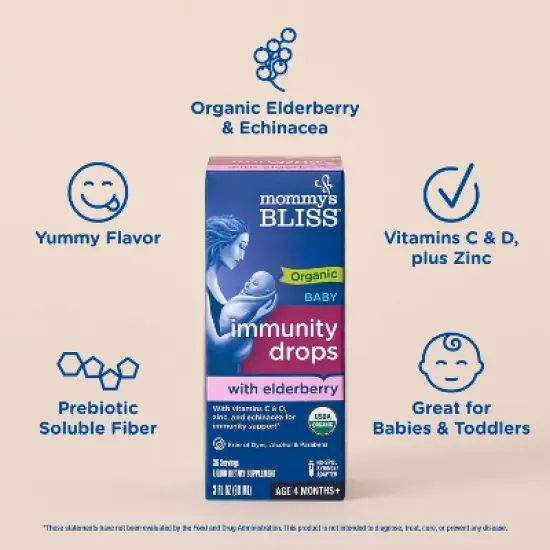 Mommy's Bliss Organic Baby Elderberry Drops + Immunity Support - 3 fl oz (36 servings) image {3}