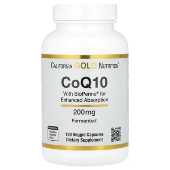 California Gold Nutrition CoQ10 with Bioperine&reg; and Black Pepper Extract, Enhanced Biovailability, 200 mg, 120 Veggie Capsules image {5}