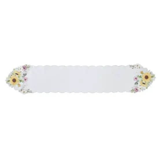 Sunflower and Daisies Cutwork Table Runner - Multicolor - 13x70 - Elrene Home Fashions image {1}