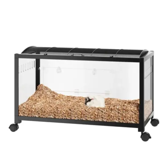 COZONY Metal Hamster Cage with Acrylic Sides, Chew-Proof Dual Doors, Stackable Small Animal Habitat with Wheels for Hamsters, Guinea Pigs & Gerbils image {8}