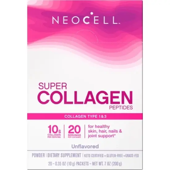 NeoCell Super Collagen Peptides, 10 g Collagen per Stick Pack; Grass Fed, Unflavored Powder, 20 Servs., 7 Oz. image {5}