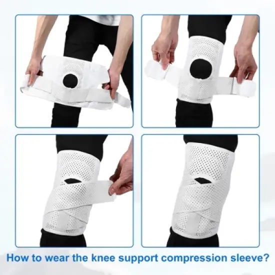 Unique Bargains Knee Brace Compression Sleeve with Side Stabilizers Breathable Adjustable for Men Women 1 Pcs image {4}