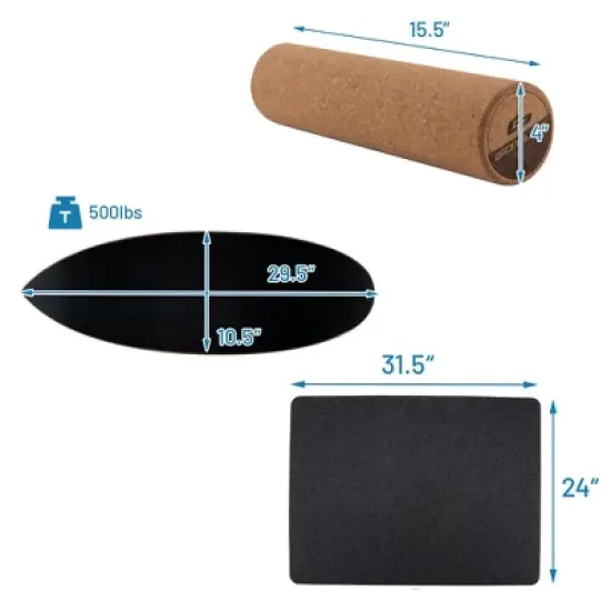 Costway Wooden Balance Board Trainer Wobble Roller for Exercise Sports Training Equipment image {8}