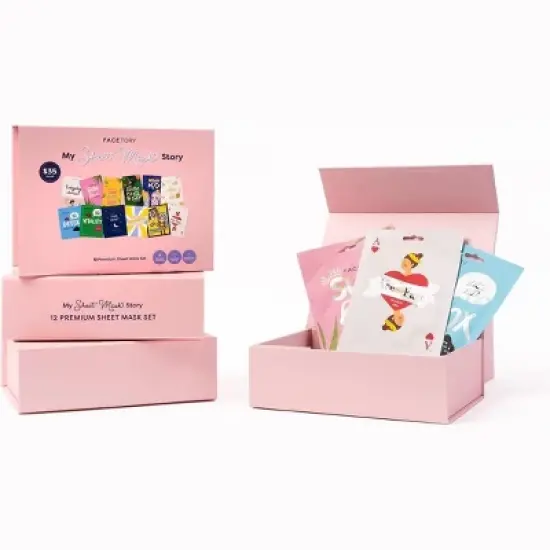 Facetory My Sheet Mask Story 12 Premium Sheet Mask Set | SkinHydrating | Soothing | Moisturizing | Revitalization | Brightening image {1}