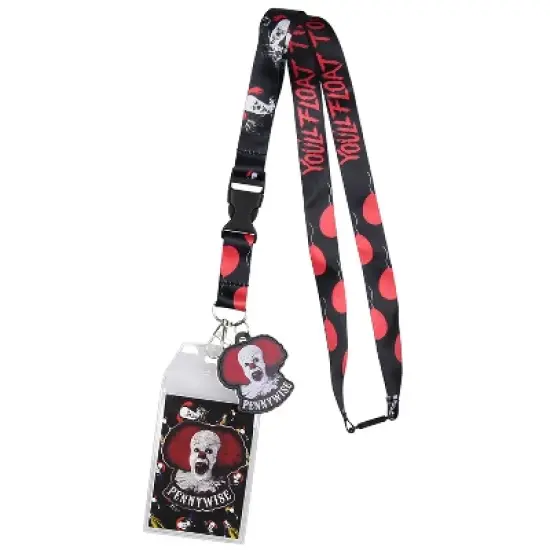 IT The Movie Pennywise ID Lanyard Badge Holder w/ And 2" Rubber Charm Pendant image {5}