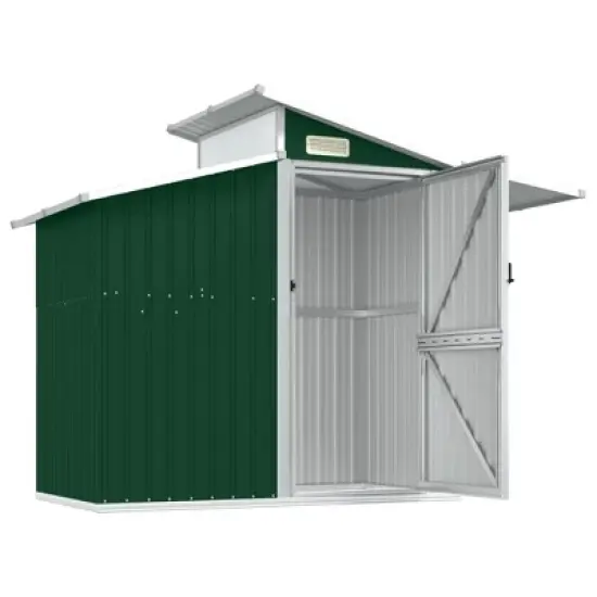 vidaXL Storage Shed Outdoor Garden Shed for Furniture Storage Galvanized Steel - Green image {3}