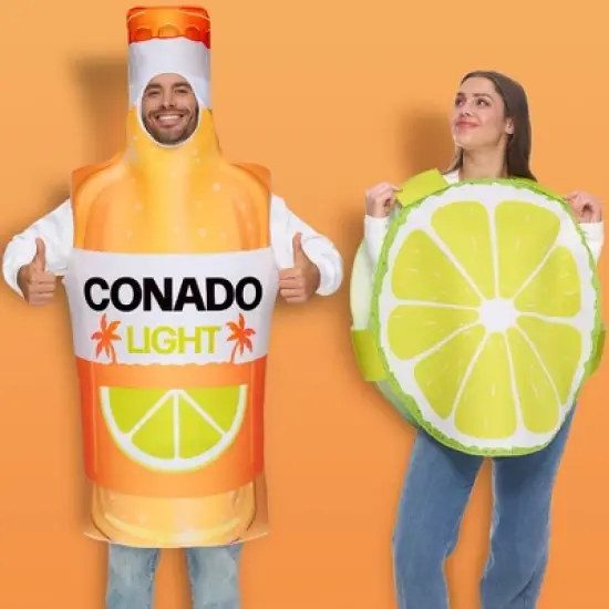 SYNCFUN Couples Halloween Costumes, Adult Couple Lime and  Bottle Costume for Halloween Cosplay Parties image {1}