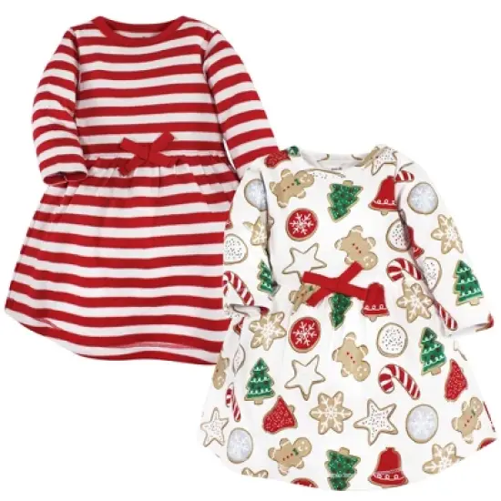 Touched by Nature Infant and Toddler Girl Organic Cotton Long-Sleeve Dresses, Christmas Cookies image {13}