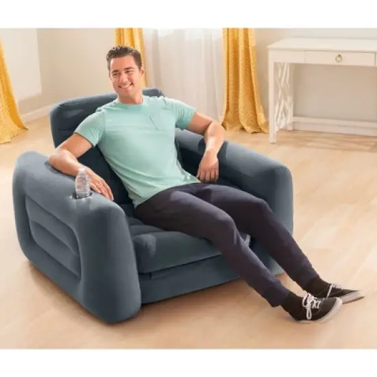 Intex 66551EP Inflatable Pull-Out Sofa Chair Sleeper that works as a Air Bed Mattress, Twin Sized (2 Pack) image {4}