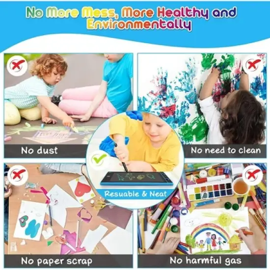 MOVSSOU 2 Pack LCD Writing Tablet 10in Colorful Toddler Drawing Pad Doodle Board Erasable Electronic Drawing Pad image {6}
