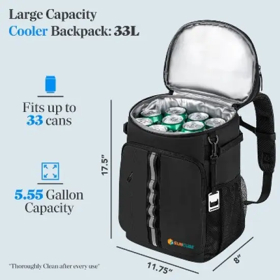 SUN CUBE Waterproof Soft Sided Cooler Backpack, Leakproof Insulated Portable for Camping Beach Travel Hiking Road Trip image {1}