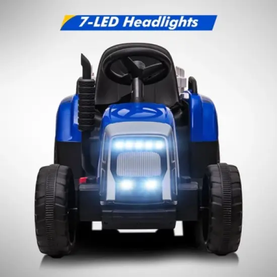 12V Kids Ride On Tractor Battery Powered Electric Tractor w/ Trailer Toddlers，Remote Control, 2+1 Gear Shift, EVA Treaded Tires, LED Lights, MP3, USB image {2}
