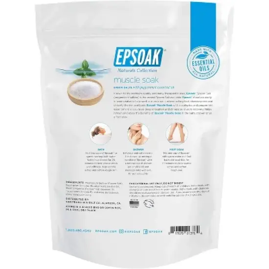 Epsoak Muscle Soak Peppermint Essential Oil Epsom Salts - Case of 6/2 lbs image {2}