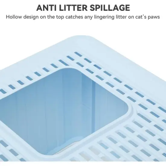 QuestaPack Large Enclosed Cat Litter Box with Cushion, Anti-Splash Closed Litter Boxes with Litter Scoop Front Entry Top Exit Door image {3}