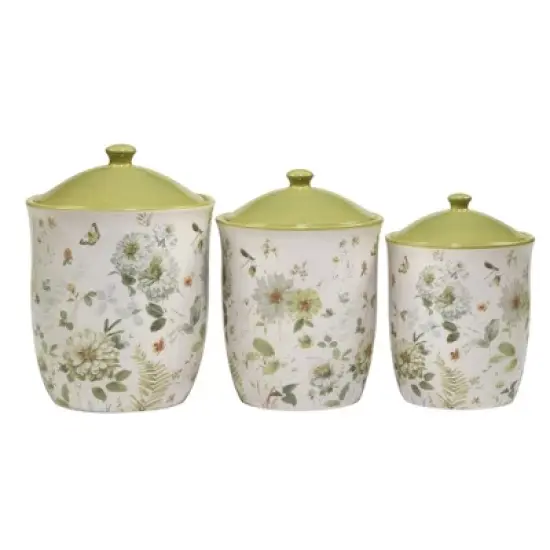 3pc Green Fields Canister Storage Set - Certified International image {1}