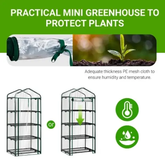 SEVOBAL Greenhouse Mini 4 Tier Green Houses Rolling Door Full Plant Grow Early Spring Seed Germination Indoor Growing Outdoor, Clear, 72"*48.5"*8.5" image {3}