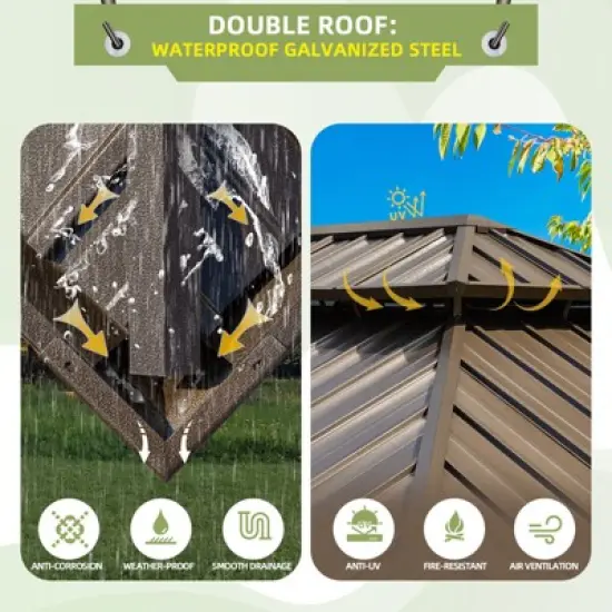 EROMMY 18 Ft. W X 12 Ft. D Aluminum Patio Gazebo image {6}