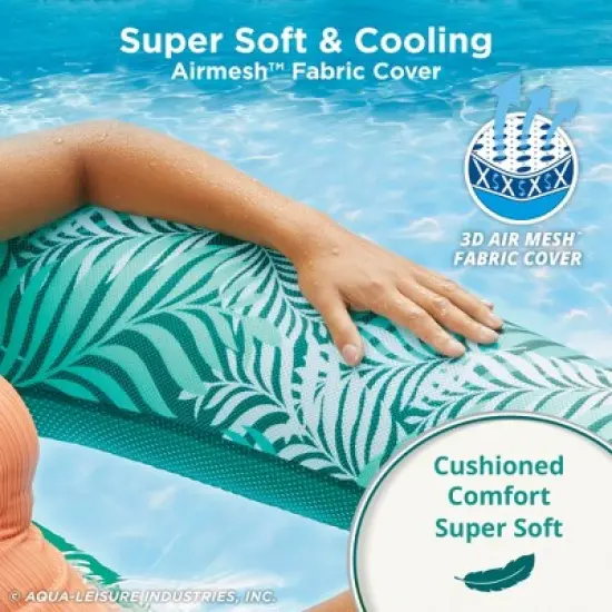 Aqua Zero Gravity Inflatable Outdoor Indoor Swimming Pool Chair Hammock Lounge Float, Teal Fern Leaf Green (2 Pack) image {4}