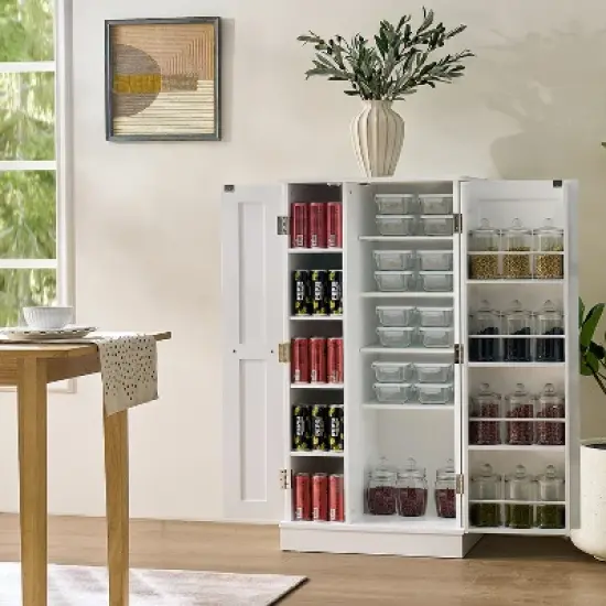 Bella Depot Freestanding 47"H Pantry Cabinet with Adjustable Shelves image {1}