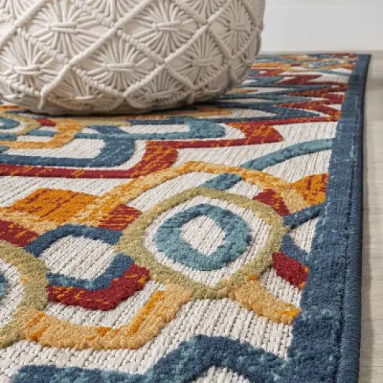 Flora Abstract Bold Mandala High-Low Indoor/Outdoor Area Rug - JONATHAN Y image {3}