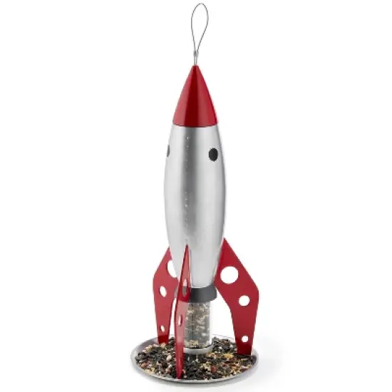 Good Directions Steel Rocketship Novelty Bird Feeder 18" image {5}