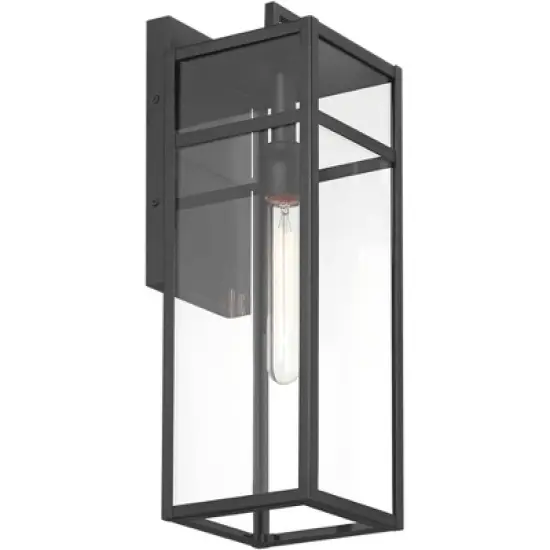 John Timberland San Lucas 18 3/4" High Modern Outdoor Wall Light Fixture Mount Porch House Exterior Weatherproof Sand Black Metal Clear Glass Shade image {6}