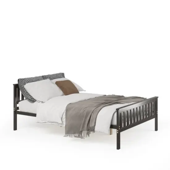 Costway Full Wood Platform Bed with Headboard and Footboard Mattress Foundation image {8}