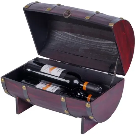 Wooden Wine Barrel Shaped Treasure Chest Vintage Decorative Wine Holder image {6}