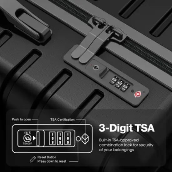 SKONYON 3-Piece Hardshell Luggage Set  Durable ABS+PC Suitcase with TSA Lock, YKK Zipper and Silent Spinner Wheels image {3}