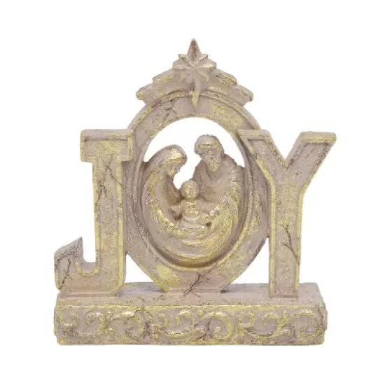 Transpac Resin Gold Joy Holy Family Nativity Scene Figurines Christmas Tabletop Decor Indoor Unique Holiday Gift image {1}