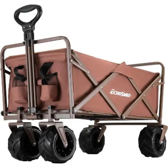 Heavy Duty 350 Lbs Capacity Collapsible Wagon, Folding Camping Wagons, Grocery Portable Utility, Adjustable Rolling Carts, w/ Big Wheels by Boahaus image {7}