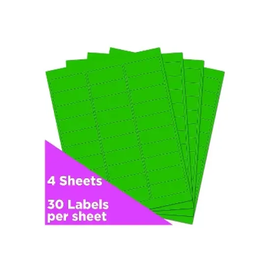 JAM Paper Laser/Inkjet Mailing Address Labels 1" x 2 5/8" Neon Green 354328004 image {1}