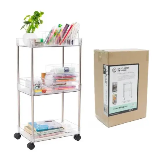 J&V TEXTILES Acrylic 3 Tier Kitchen Rack Chrome/Clear image {6}