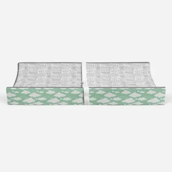 Bacati - Clouds in the City Mint/ Cityscape Quilted Changing Pad Cover image {5}
