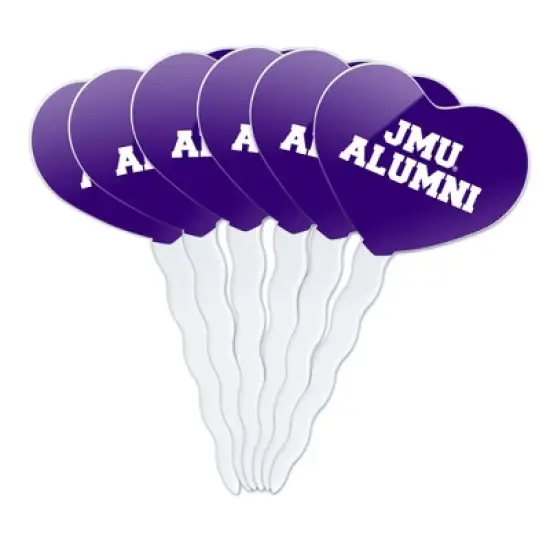 James Madison University Alumni Heart Love Cupcake Picks Toppers Decoration Set of 6 image {7}