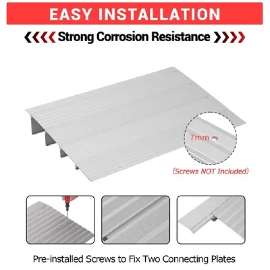 CuisinSmart 4" Rise Threshold Ramps for Doorways, Portable Door Ramps, 700 Lbs Capacity, Adjustable Aluminum Entry Ramp image {3}