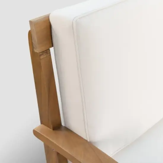 Peyton 2pc Acacia Wood Loveseat and Coffee Table Set - Teak/Beige - Christopher Knight Home image {3}