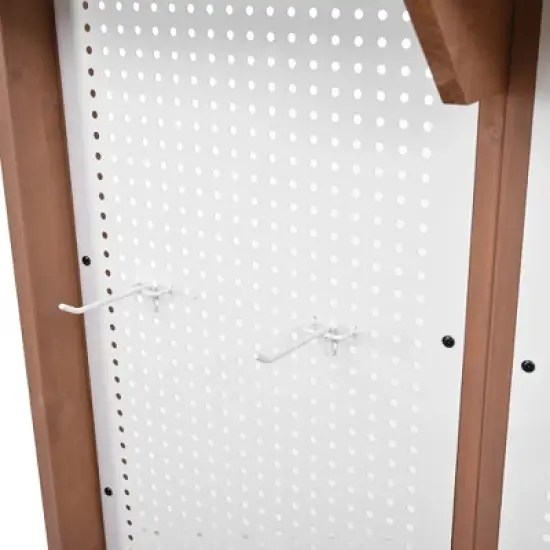 Hrinhom 50.2"W  Patio Potting Bench Table, Wooden Farmhouse Garden Workstation with Storage Shelves and Side Hook image {12}