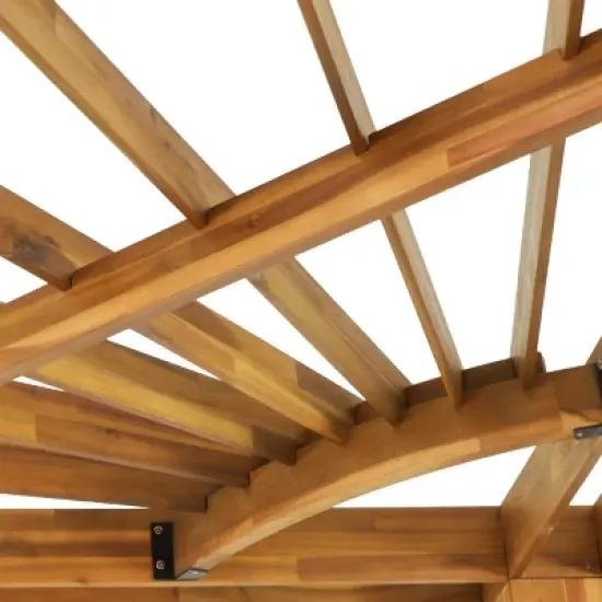 Dilan Outdoor Acacia Wood Triangle Pergola - Teak/Black - Christopher Knight Home image {3}