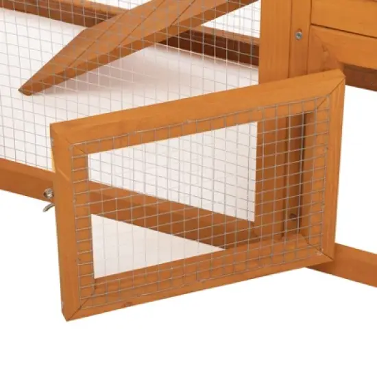 Sevobal Pet Crates and Houses 2 Tiers Rabbit Hutch on Wheels, Openable Roof, Easy-to-Clean Tray, House for Small Animals, Orange, 35.4"*19.7"*21.7" image {2}