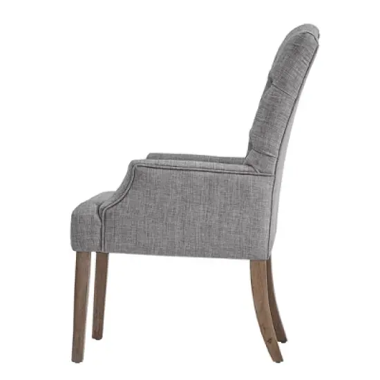 Raghnaid Distressed Tufted Linen Dining Chair - Inspire Q image {3}
