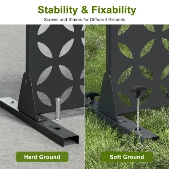 Dovelina Metal Outdoor Privacy Screen Freestanding Patio Decorative Screens - 72"x47", Black, Danie image {3}