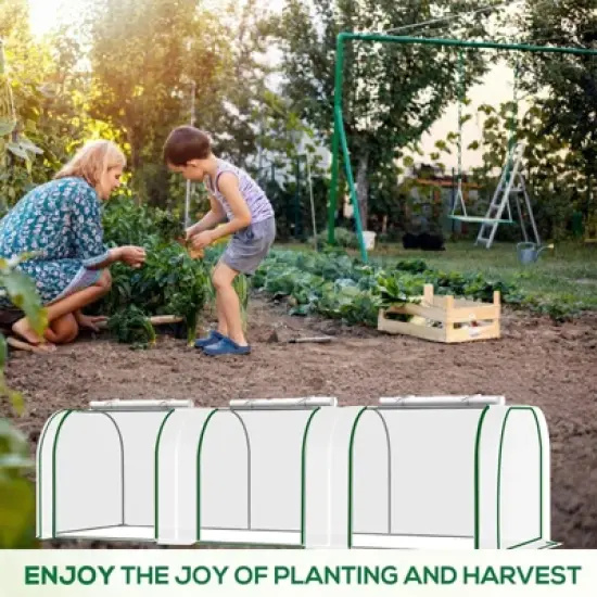 Mini Greenhouse with PE Cover & Roll-Up Zipper Door, Portable Plant Growing Tent for Indoor, Outdoor, Balcony, Garden &ndash; White image {1}